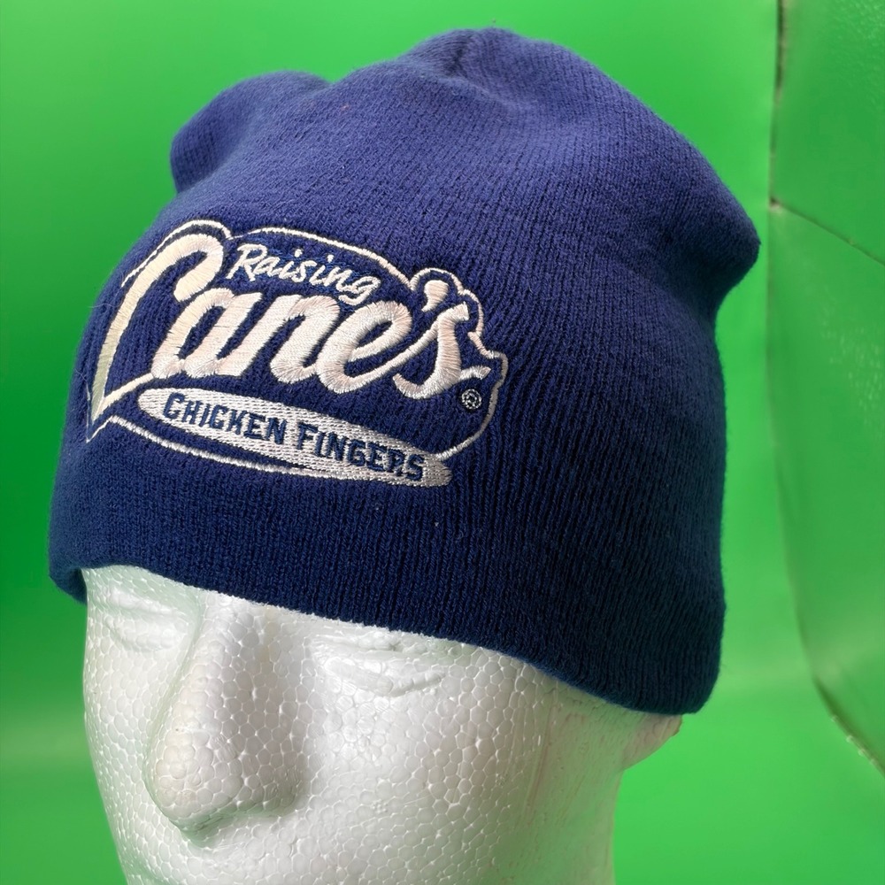 Raising Canes Beanie Blue Embroidered Chicken Fingers Logo Knit Hitz Acrylic Hat